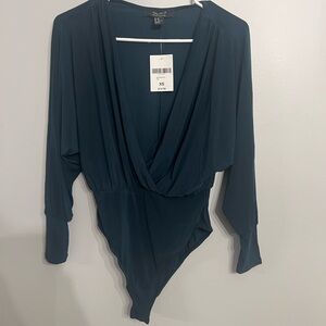 Forever 21 Bodysuit Womens  Dark Green  Long Sleeve‎  XS NWT